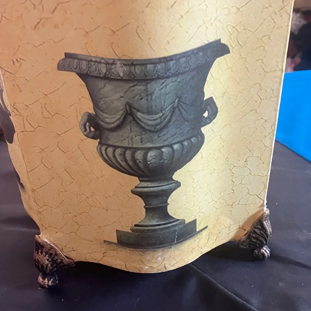Elegant Cream and Black Decorative V waste basket